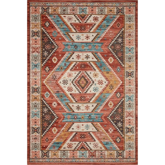 Turkish & Persian Kilim-Style Zion Red, Multi 18" x 18" Sample Area Rug