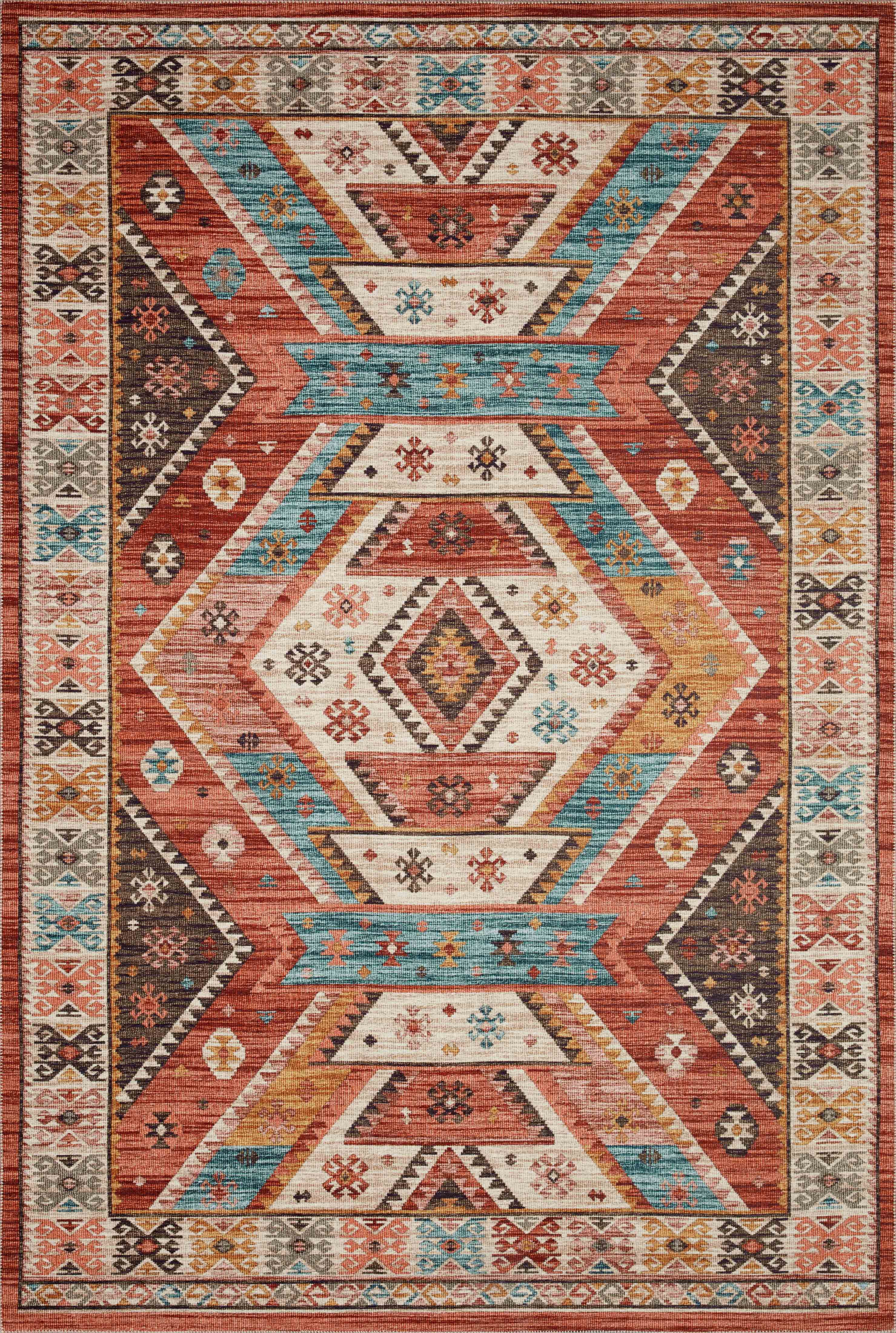 Turkish & Persian Kilim-Style Zion Red, Multi 2-3" x 3-9" Area Rug