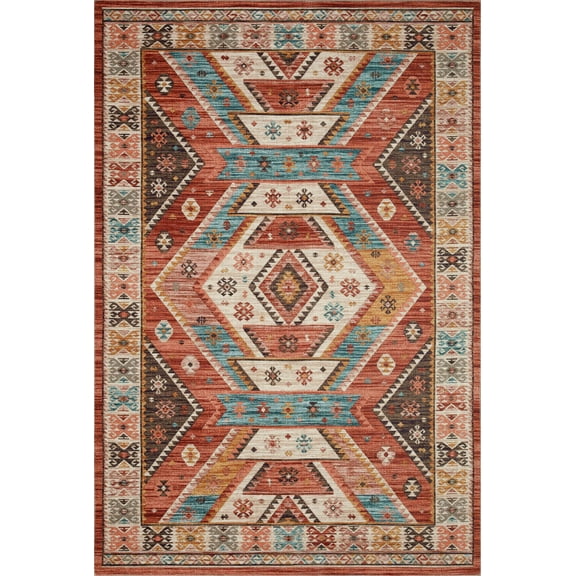 Turkish & Persian Kilim-Style Zion Red, Multi 8-6" x 11-6" Area Rug