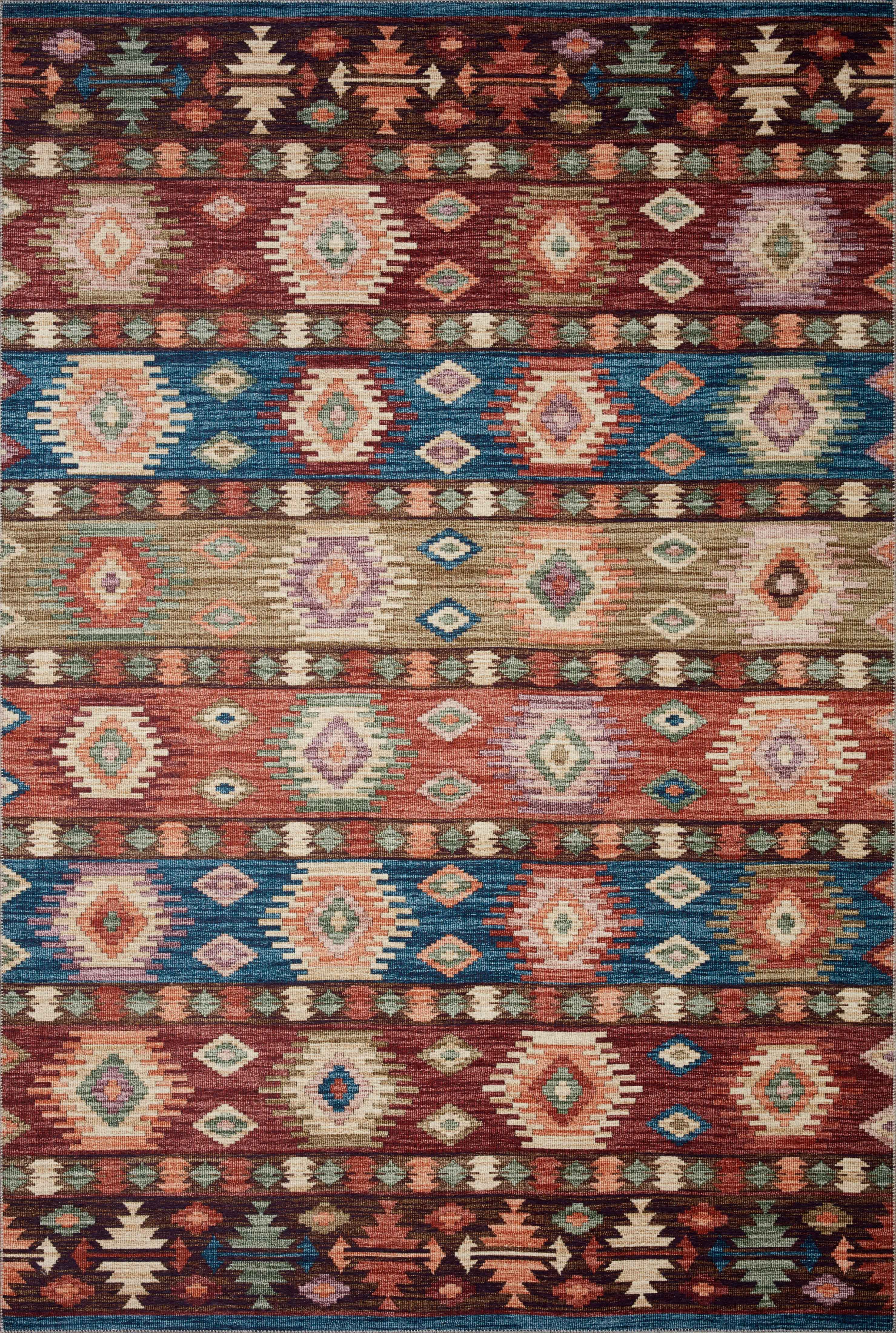 Turkish & Persian Kilim-Style Zion Fiesta, Multi 7-6" x 9-6" Area Rug