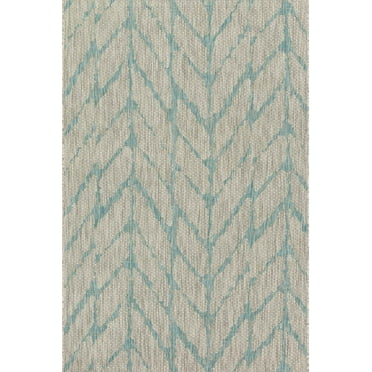 Loloi Isle 5'3" x 7'7" Rug in Mist and Aqua