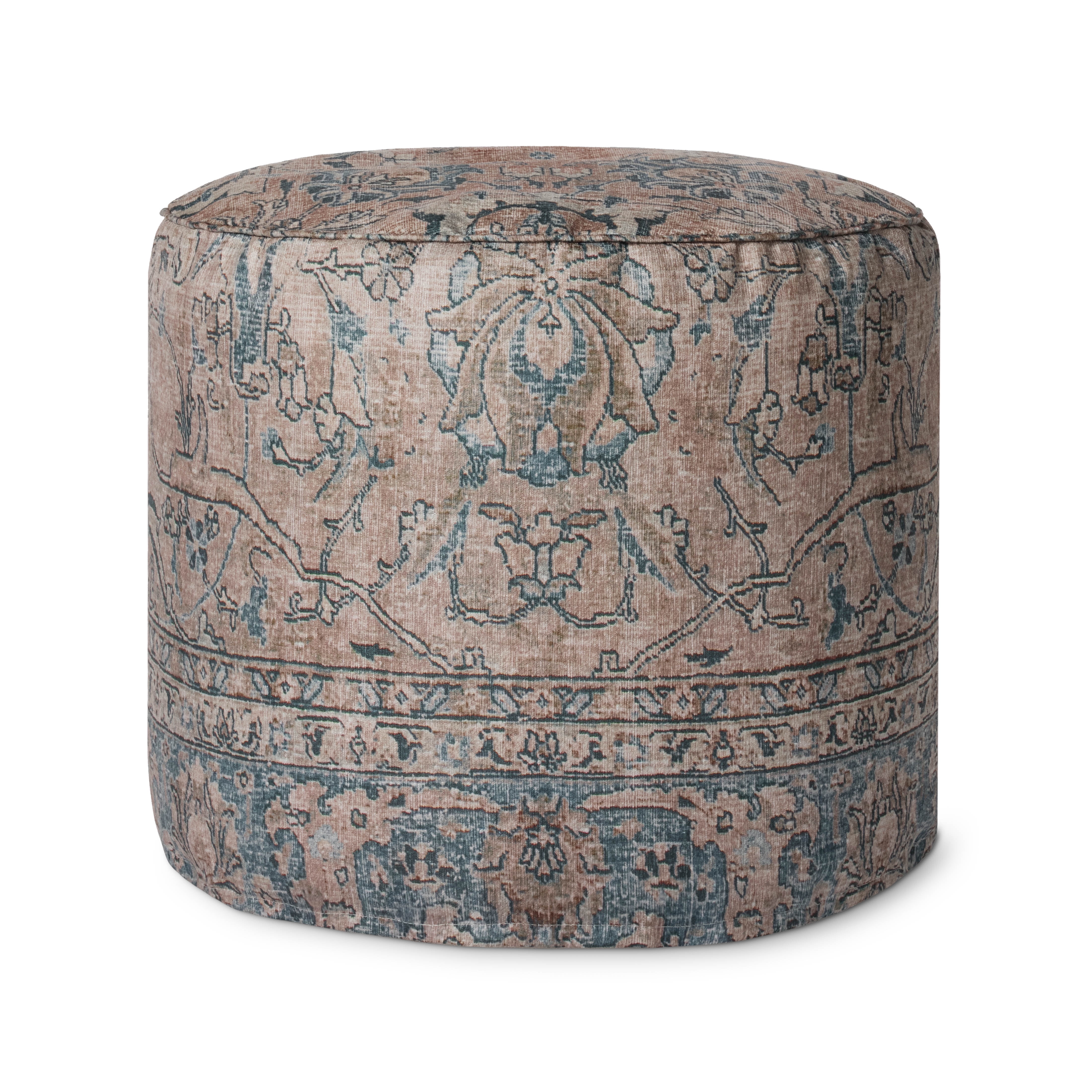 Loloi LPF558 Taupe Pouf with Traditional Vintage-Inspired Design
