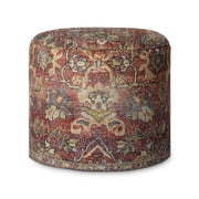 Loloi LPFLAY2 Spice Red 18 x 18 x 20 Vintage-Inspired Pouf for Living Room or Bedroom