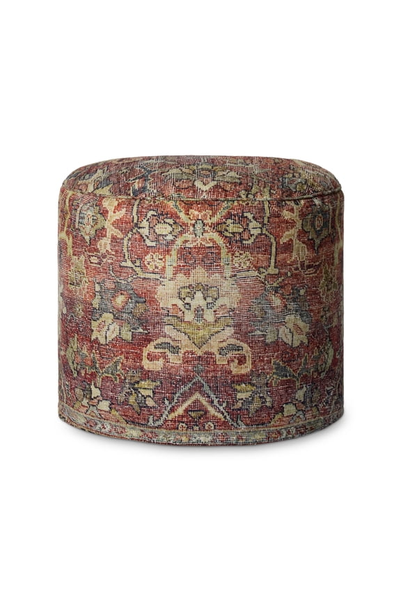 LPFLAY2 Spice Red 18" x 18" x 20" Vintage-Inspired Pouf for Living Room or Bedroom