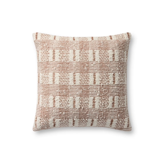 Loloi PLL0185 Ivory / Rust 18'' x 18'' Decorative Pillow