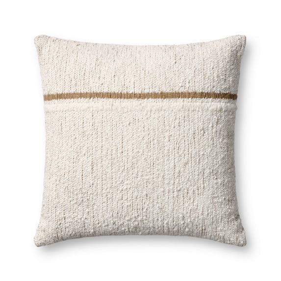 Loloi PLL0192 Ivory / Rustic Brown 22'' x 22'' Decorative Pillow