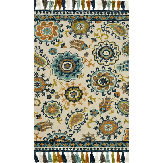 Loloi Promenade 3'6" x 5'6" Cowhide Rug in Ivory and Gray