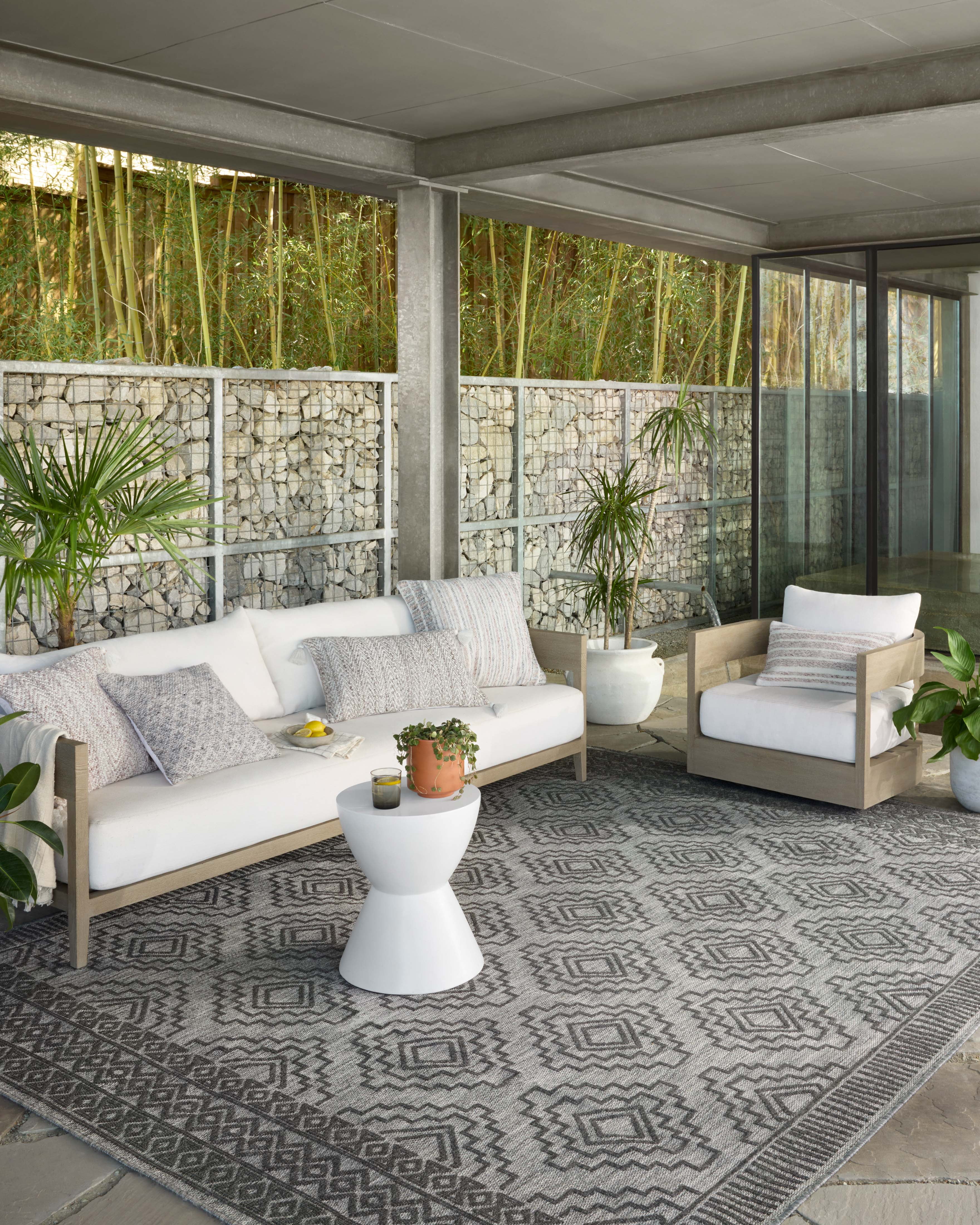 Indoor Outdoor Loloi Rainier Grey / Charcoal 9'-2" x 12'-2" Area Rug