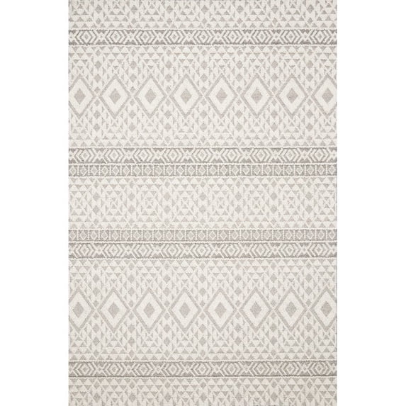 Loloi Cole COL-04 Indoor/Outdoor Power Loomed 2' 1" x 3' 4" Rectangle Rug in Silver and Ivory (COLECOL-04SIIV2134)