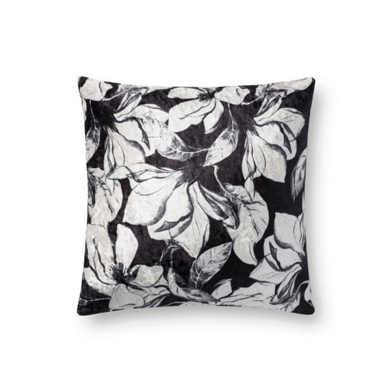 Loloi P0754 Pillow 18" x 18" Cover with Down in Black and White (DSETP0754BLWHPIL1)