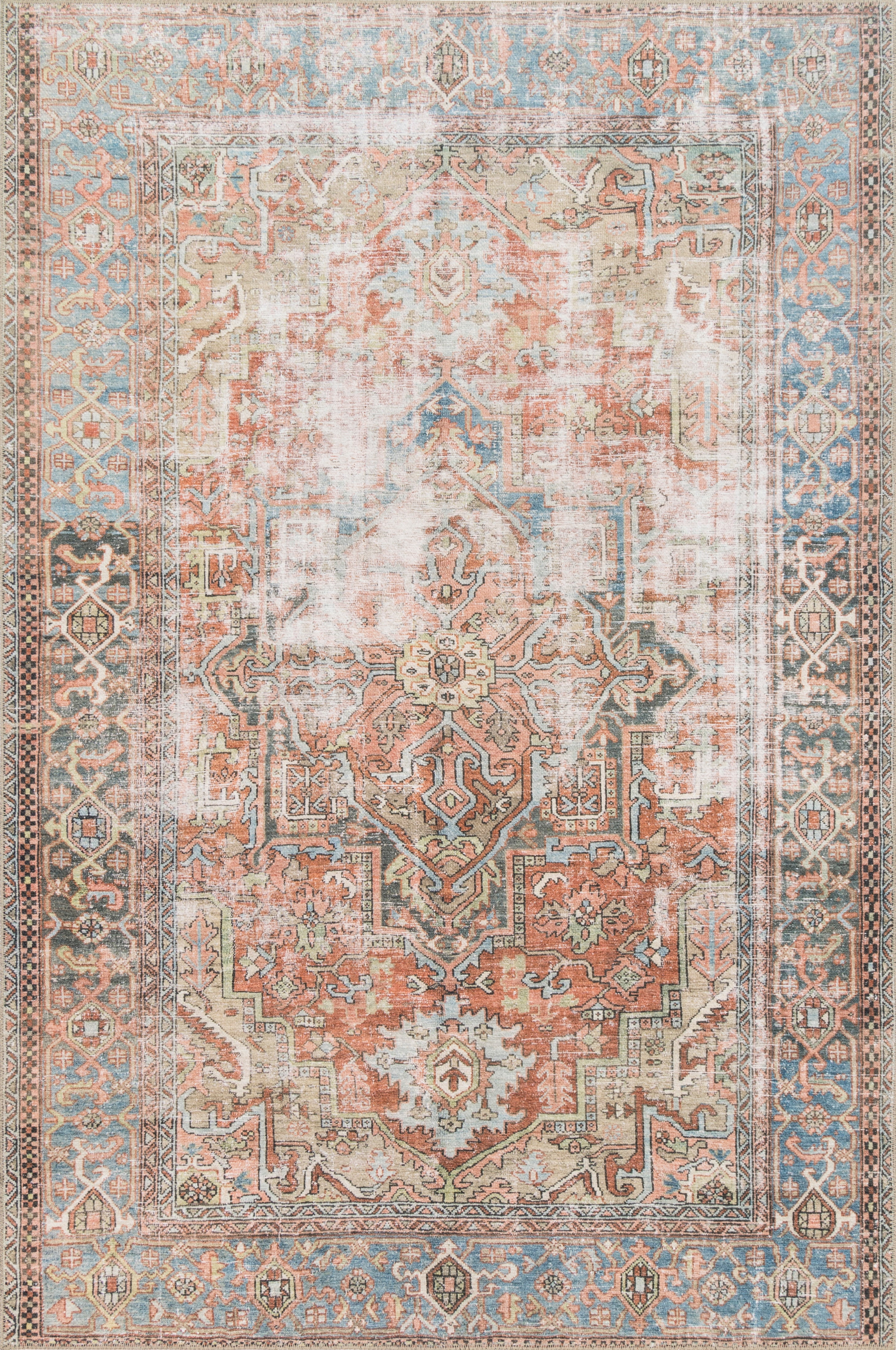 Loloi II Loren Collection LQ-15 Terracotta / Sky Oriental Area Rug 2'-3" x 3'-9"