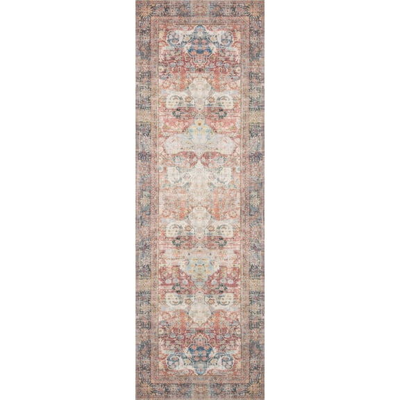 Loloi Rugs Loren 2'6" x 7'6" Printed Polyester Runner Rug in Brick