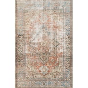Loloi II Loren Collection LQ-15 Terracotta / Sky Oriental Area Rug 3-6" x 5-6"