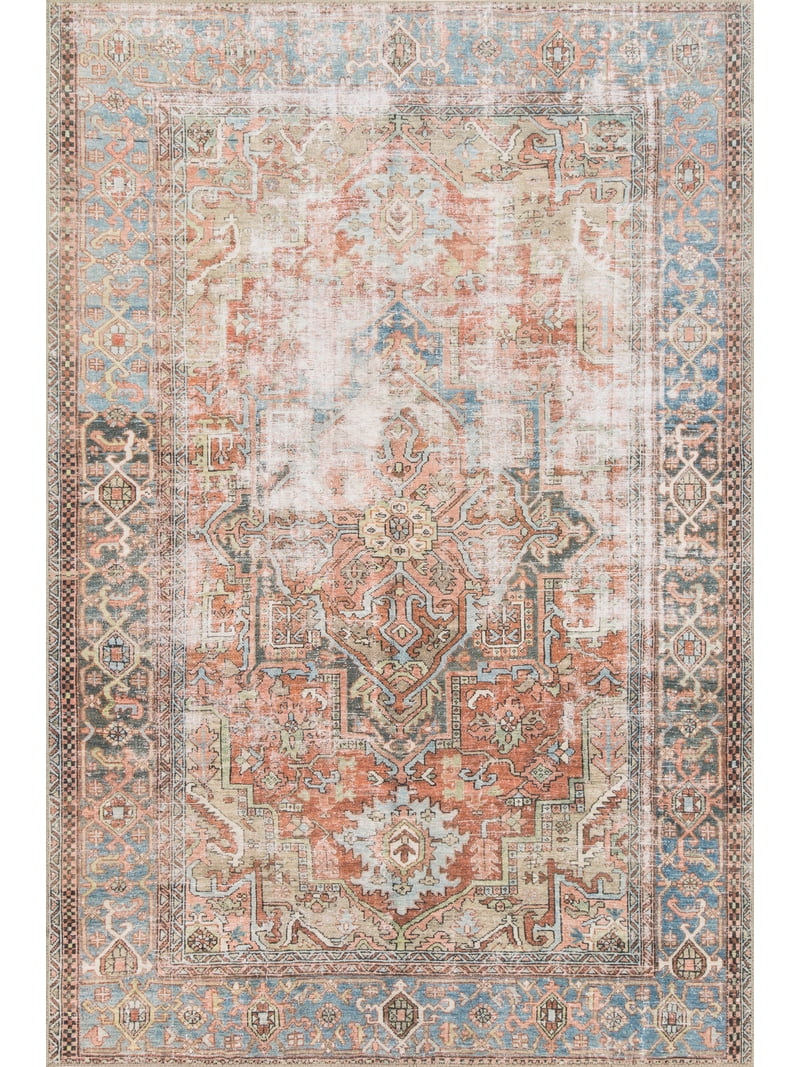 Loloi II Loren Collection LQ-15 Terracotta / Sky Oriental Area Rug