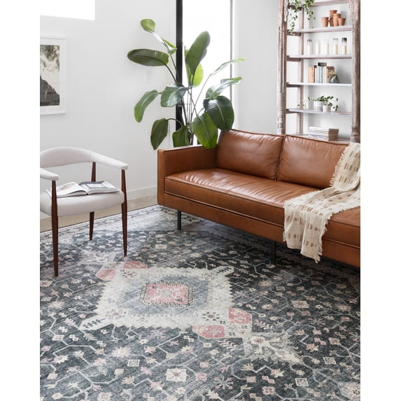 Loloi Skye Charcoal / Multi 6'-0" x 6'-0" Round Area Rug