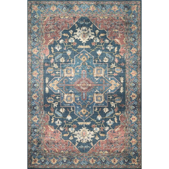 Loloi Skye Denim / Brick 7' x 9' Oval Area Rug