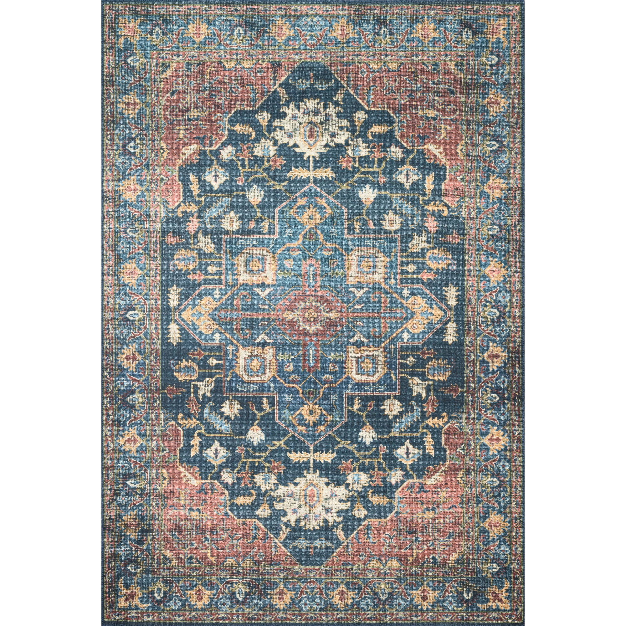 Loloi Skye Denim / Brick 8'-0" x 8'-0" Round Area Rug
