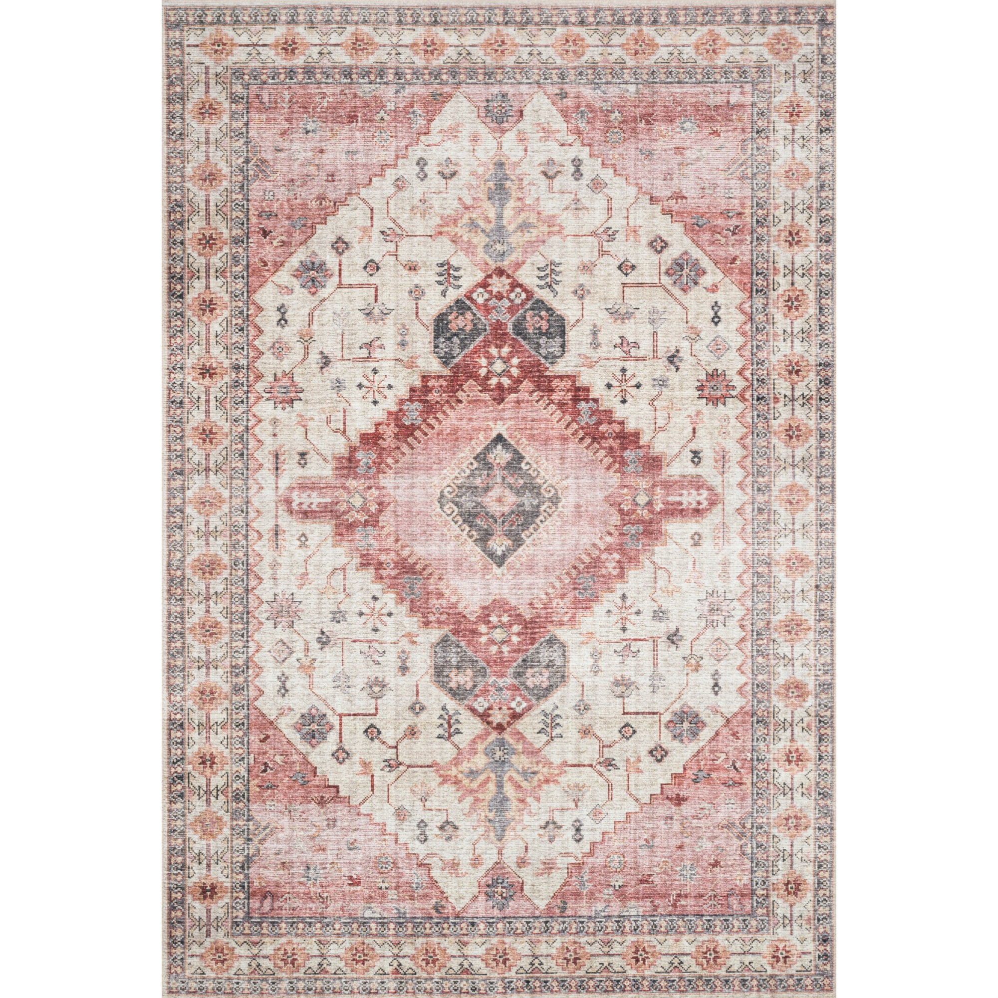 SKY-02 Ivory, Berry 7 x 9 Oval Size Rug