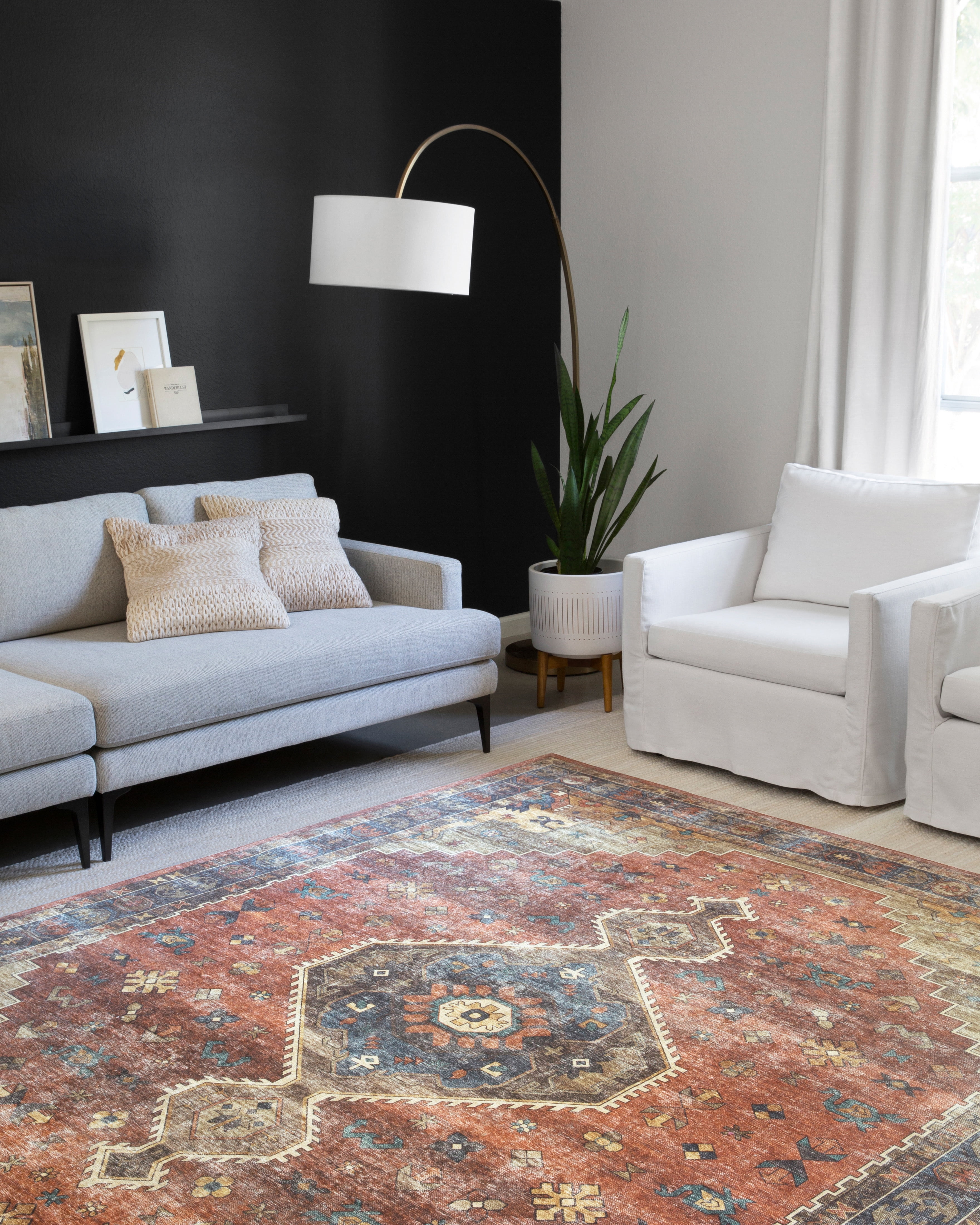 Loloi Skye Rust / Blue 6'-0" x 6'-0" Round Area Rug