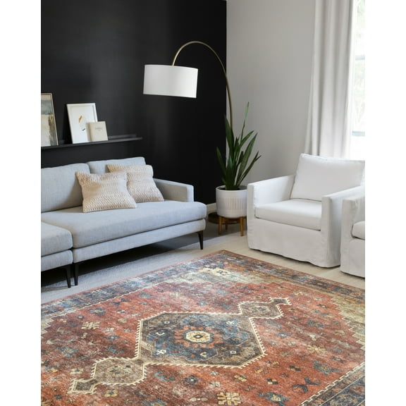 Loloi Skye Rust / Blue 6'-0" x 6'-0" Round Area Rug