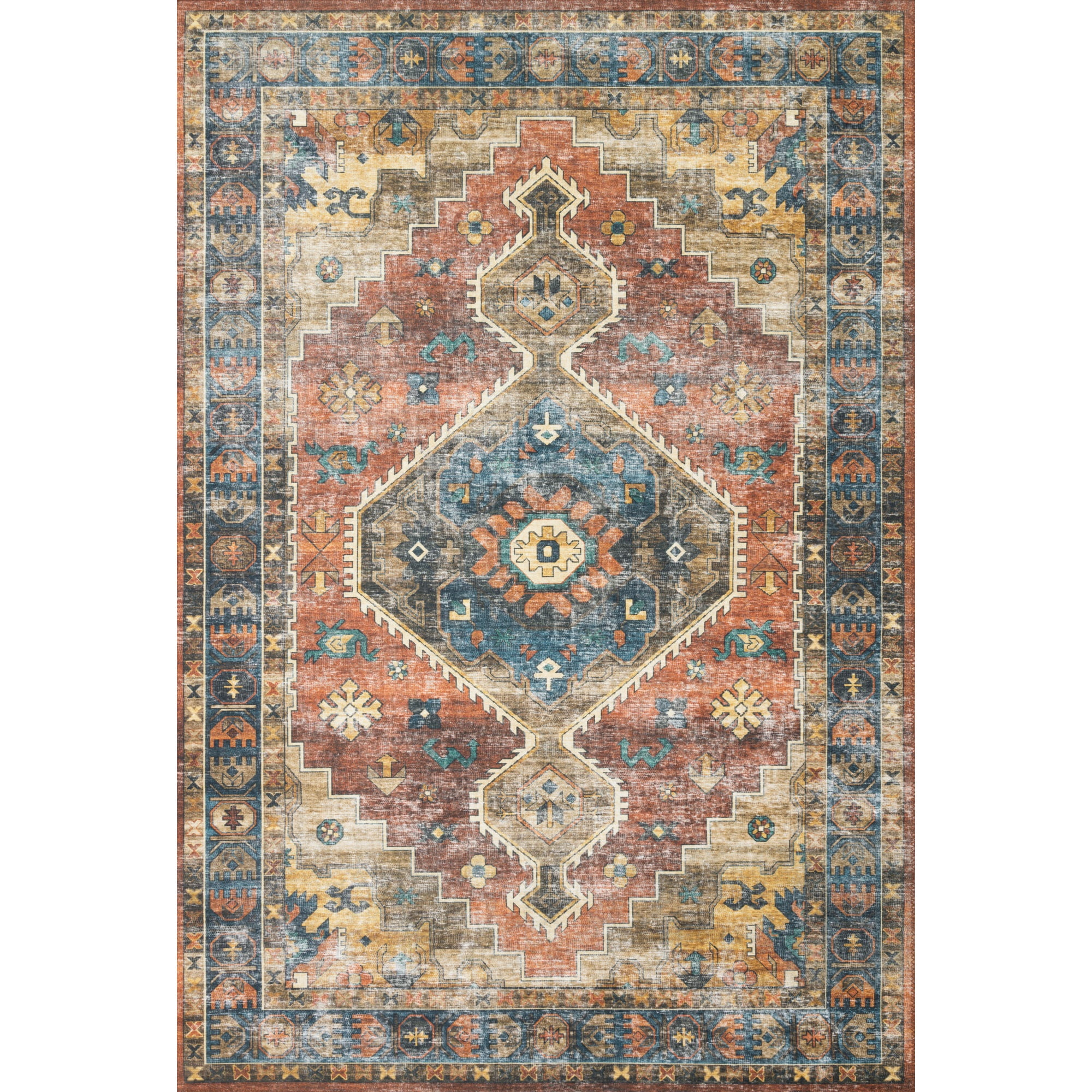 Loloi Skye Rust / Blue 6'-0" x 9'-0" Area Rug