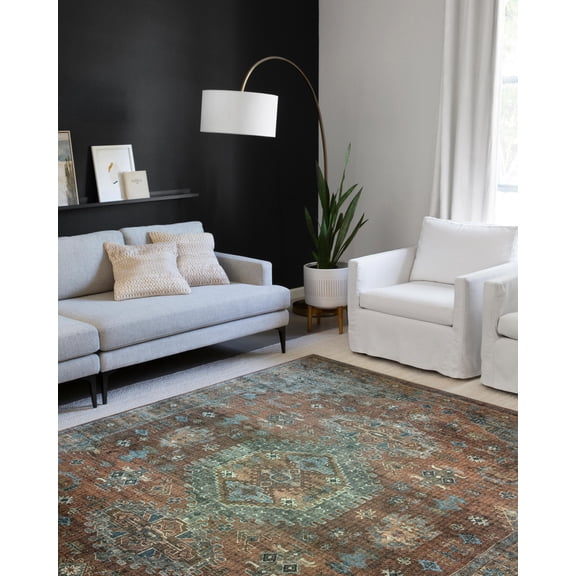 Loloi Skye Terracotta / Sky 6'-0" x 6'-0" Round Area Rug