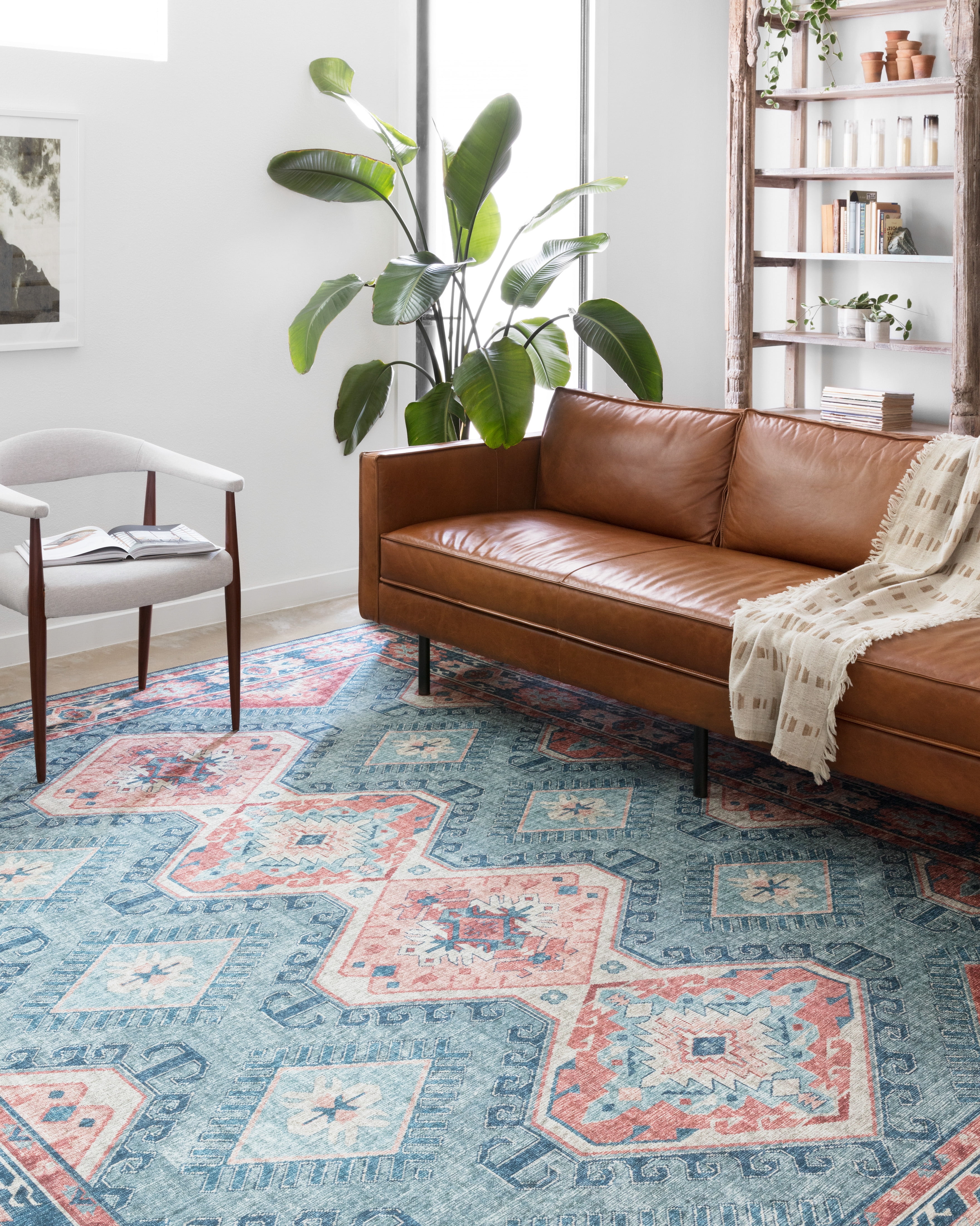 Loloi Skye Turquoise / Terracotta 7' x 9' Oval Area Rug