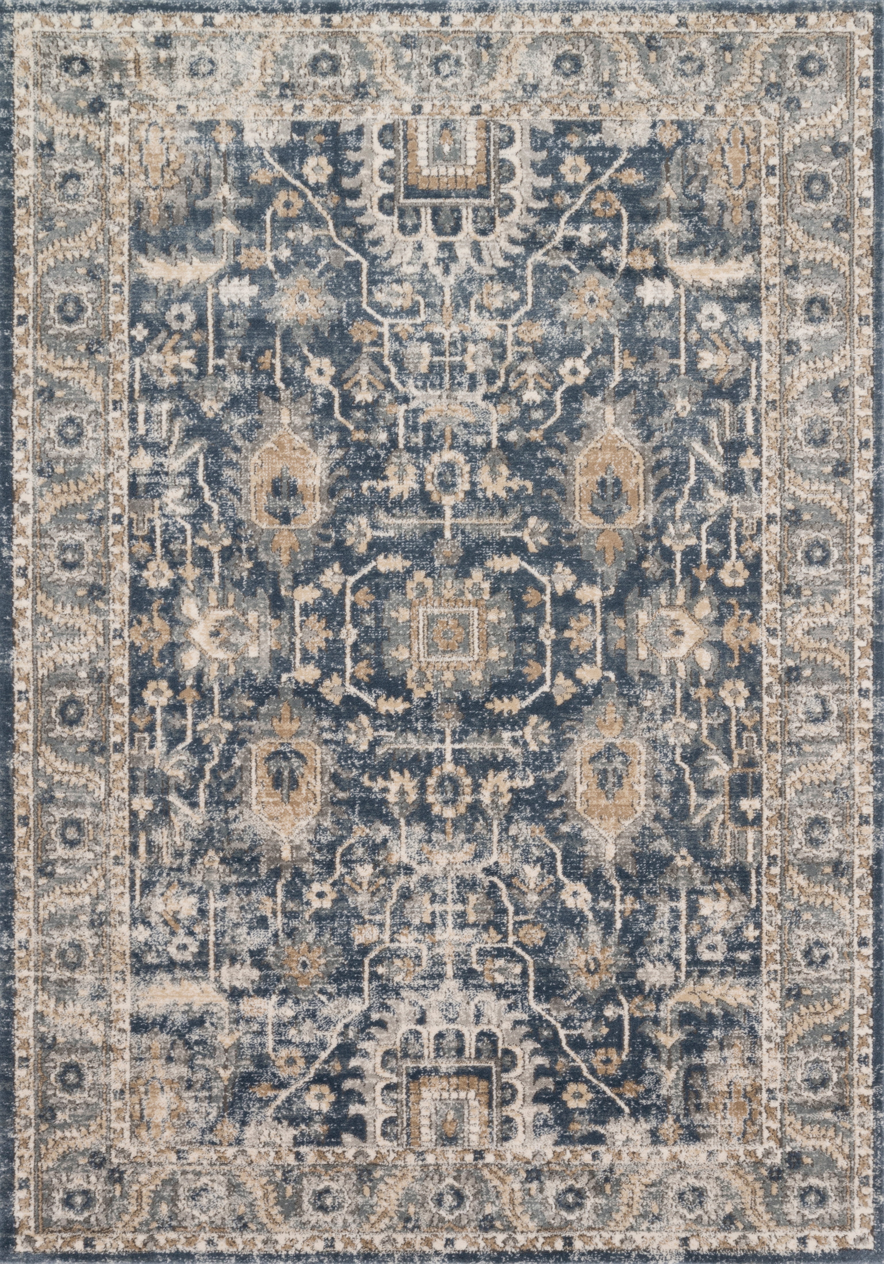 Teagan Denim and Pebble 2'-8" x 4' Stain-Resistant Rug