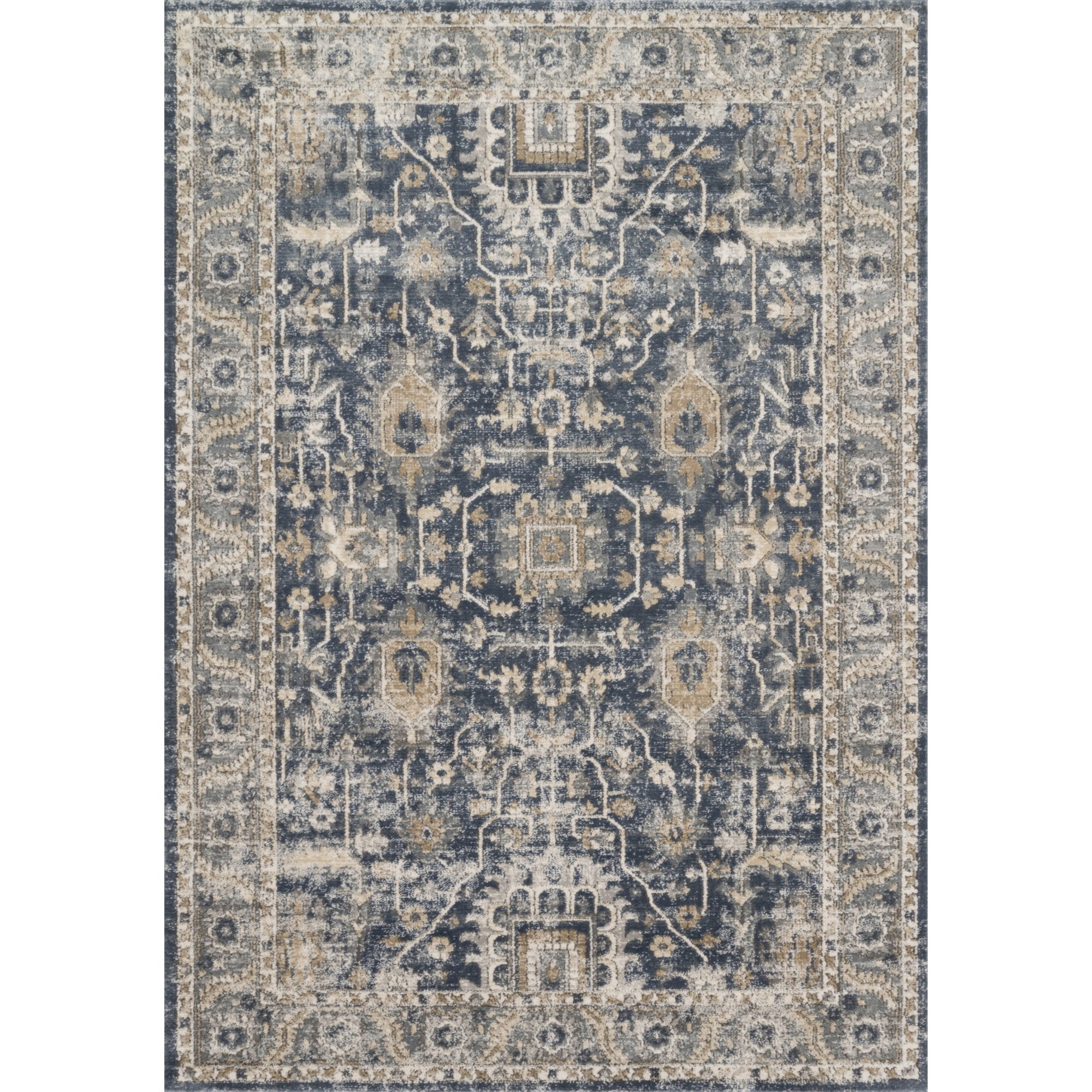 Teagan Denim and Pebble Oriental Synthetic Accent Rug