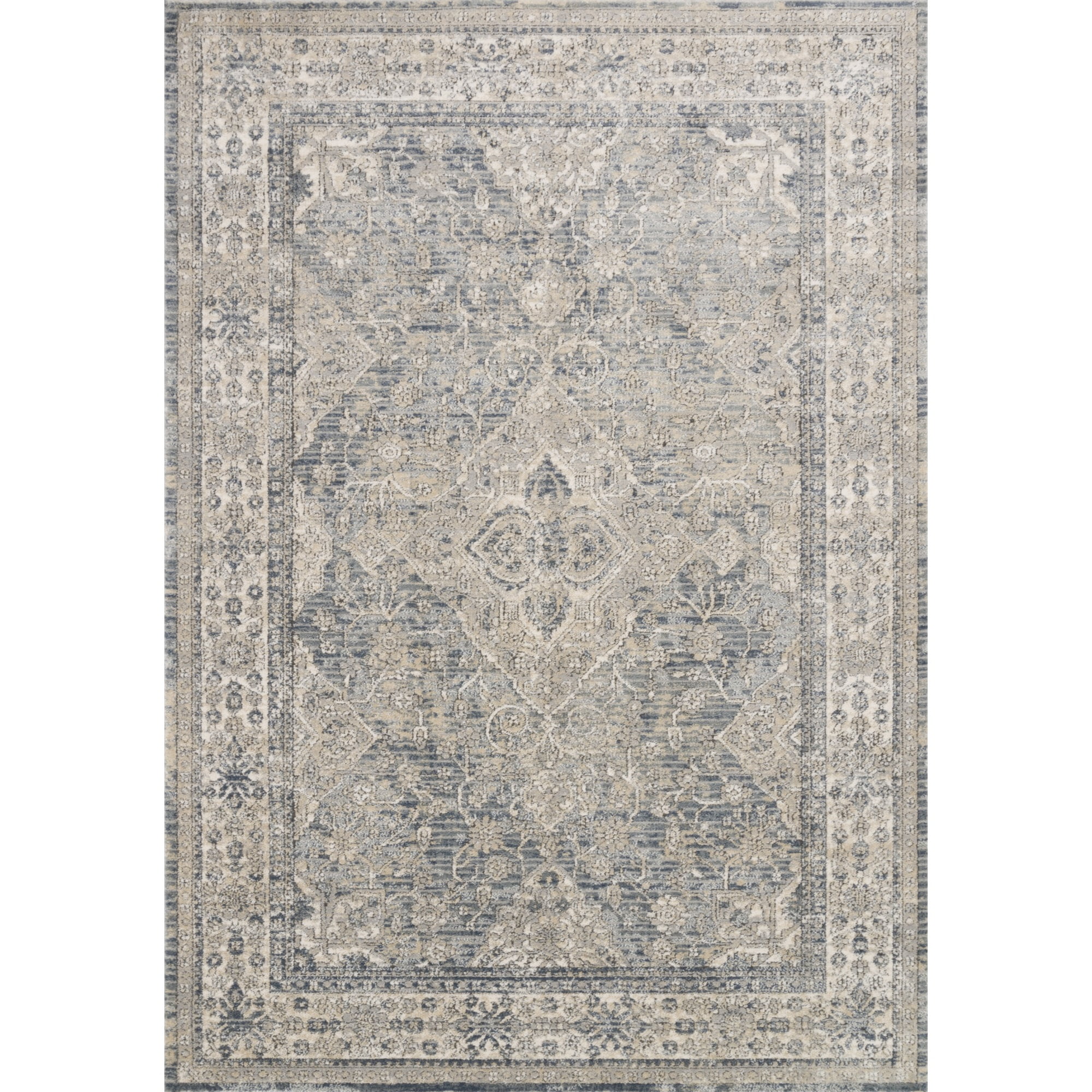 Reversible Oriental Blue Synthetic 32"x48" Stain-Resistant Rug