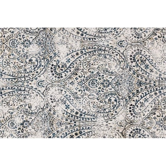 Loloi Torrance 3'9" x 5'9" Microfiber Rug in Ivory and Indigo