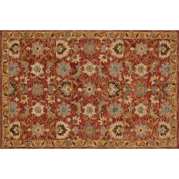 Loloi Victoria 3'6" x 5'6" Hand Hooked Wool Rug in Terracotta and Gold