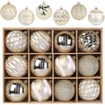 thumbnail image 1 of Lolsea 12ct Christmas Ball Ornaments, 3.15 inch Shatterproof Xmas Tree Decorations, Plastic Baubles for Holiday, Party, Wedding, or Home Decor, Gold & White (80mm), 1 of 8