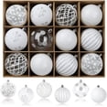 thumbnail image 1 of Lolsea 12ct Christmas Ball Ornaments, 3.15 inch Shatterproof Xmas Tree Decorations, Plastic Baubles for Holiday, Party, Wedding, or Home Decor, White & Sliver (80mm), 1 of 9