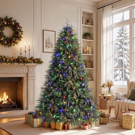 Lolsea 6.5ft Prelit PE Aspen Cypress Artificial Christmas Tree with ...