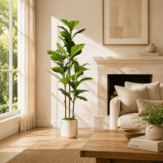 Lolsea, Artificial Fiddle Leaf Fig Tree, 6FT, White Planter - Walmart.com