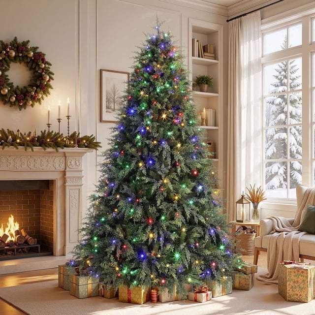 Lolsea 7ft Prelit PE Aspen Cypress Artificial Christmas Tree with ...