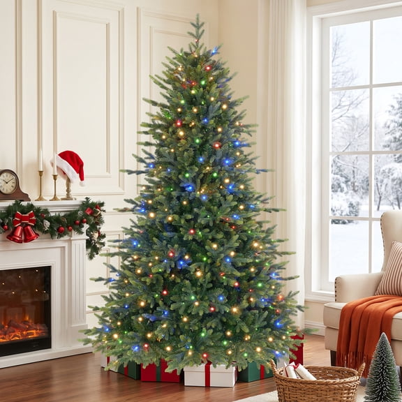 Wram Colar Lolsea 7.5ft Prelit Artificial Balsam Fir Christmas Tree with Lifelike ...