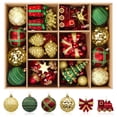 thumbnail image 1 of Lolsea 82pcs Christmas Balls Ornaments Set, Shatterproof Plastic Decor for Xmas Tree with Hanging Strings, Gold & Red & Green, 1 of 8