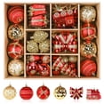 thumbnail image 1 of Lolsea 82pcs Christmas Balls Ornaments Set, Shatterproof Plastic Decor for Xmas Tree with Hanging Strings, Gold & Red, 1 of 9