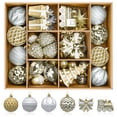 thumbnail image 1 of Lolsea 82pcs Christmas Balls Ornaments Set, Shatterproof Plastic Decor for Xmas Tree with Hanging Strings, Gold & White, 1 of 9