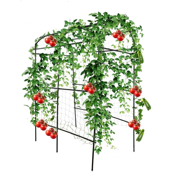 Lolsea 90*70*45" Updated U-Shape Cucumber Trellis, Stainless Steel Outdoor Plant Garden Trellis with Climbing Net