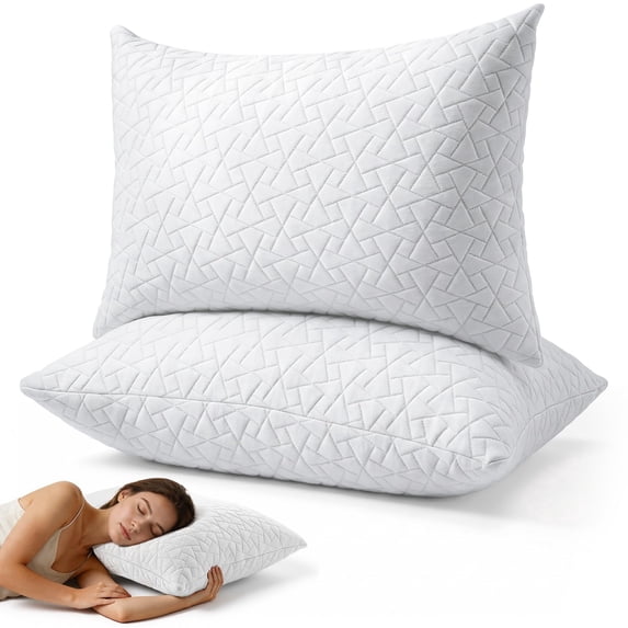 Lolsea Memory Foam Queen Bed Pillows Set of 2, Adjustable Loft Hotel Pillows for Side, Back, and Stomach Sleepers, Queen