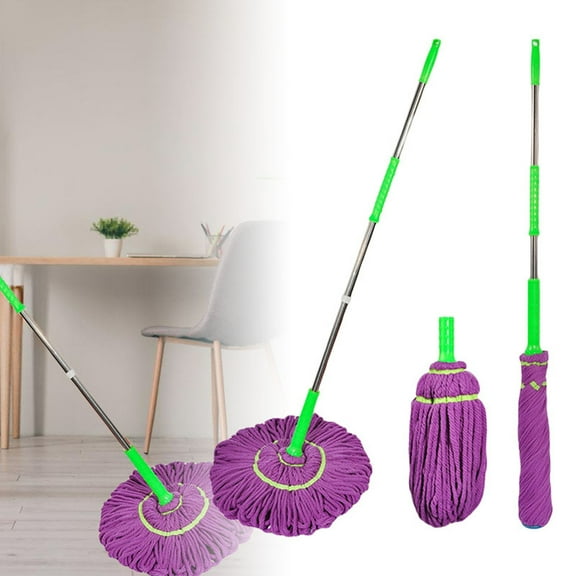 Lolynie Absorbent 360 Spin Mop - Telescopic Handle With Fine Fiber For All Floor Types, Easy Wringing