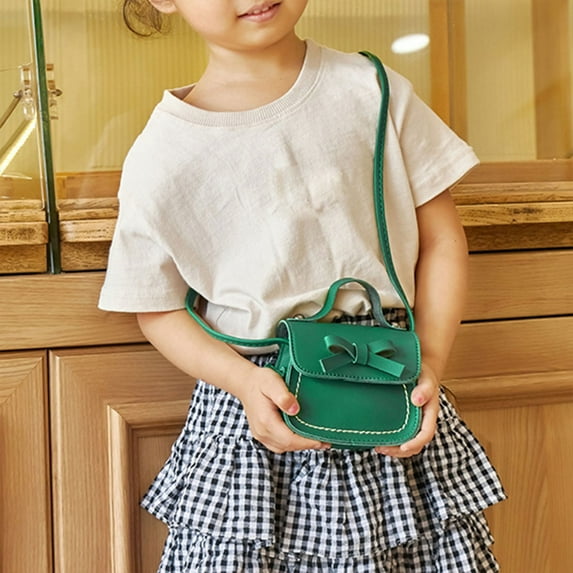 Lolynie Crossbody Bags For Women Little Girl'S Leather Shoulder Bag For Girls One Shoulder Bag Solid Color Mini Bowknot Fashion Shoulder Kids