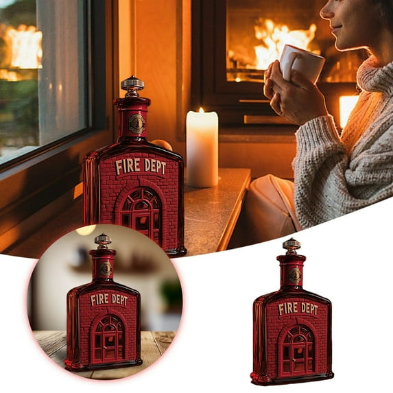 Lolynie Fire Dept Decanter, Bottle,Engraved Liquor Decanter For Firefighters - Fire & Rescue Decanter And Rocks Glasses, Glass
