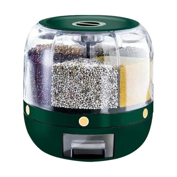 Lolynie Grains Dispenser Grain Storage Container Rotating Candy Rice Dispenser 6 Grids Food Dispenser 6 In 1 Cereal Dispenser Countertop For Store Rice Red B E An S Yellow B E An S Cereal