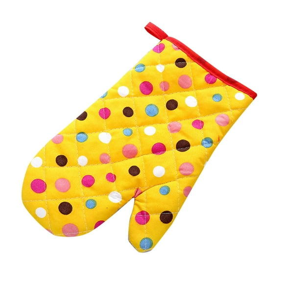 Lolynie Heat Thick Oven Gloves Dot Microwave Insulation Ovenware Baking Bakeware Tools Kitchen Accessories Yellow