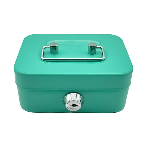 Lolynie Metal Cash Box With Money Tray And Lock,Money Box With Cash Tray,Cash Drawer,4.5"X 3.8"X 2.3" Green