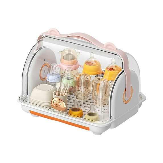 Lolynie Portable Baby Bottle Drying Rack With Lid – Detachable Water Filter Tray – Storage Rack For Bottles And Accessories